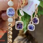 ست نگینی بنفش کد 2114