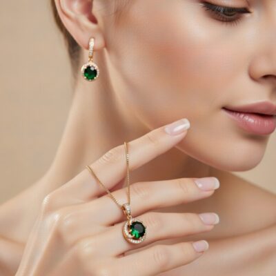 نیم ست ژوپینگ زمرد 48z980