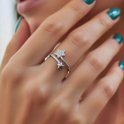 انگشتر دو ستاره ژوپینگ کد 70z217